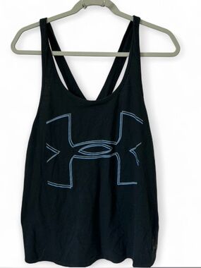 Under Armour Black Racerback Tank with White Logo